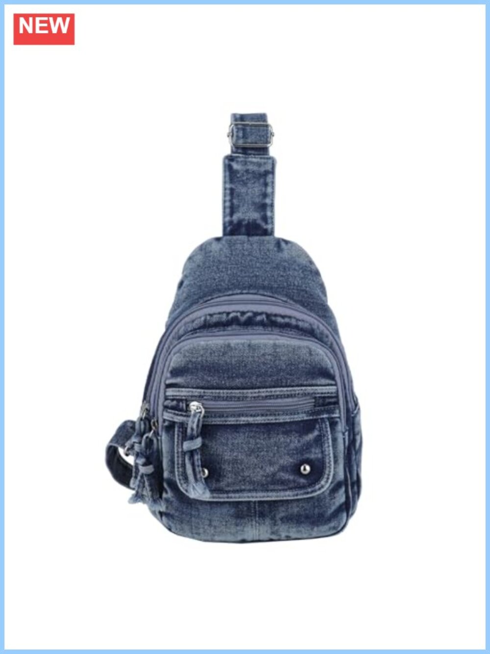 Y2K Vintage Denim Sling Bag Women Adjustable Chest Crossbody Shoulder Purse